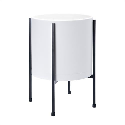 D'vine Dev Plastic Planter Pot with Metal Stand, White, 10 in, 55-D-A-2 by DvineDevPlanterPotsandStand