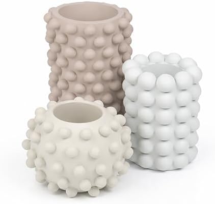 Eyely Delara Modern Minimalist Handmade Concrete Bubble Cylinder and Round Planter Set, Matte Soft Neutral (Set of 3) (NLP1002A-3SET) - Image 2