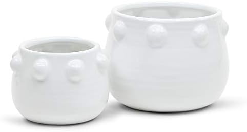 WGV Ceramic Bowl Vase, Width 6.5", Height 5", Knob Pot, Bright Clean White Planter Centerpiece for Wedding Event Office Home Decor, 1 Piece - Image 2