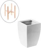 Uniquewise Indoor Decorative Square Planter with Wooden Stand (White) - Image 6