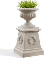 20" H Large Plastic Roman Urn Planter with 28" Tall Decorative Pedestal by PlasticPlanter