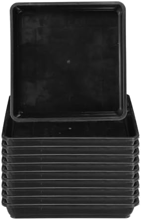 PATIKIL Plant Saucer Tray, 10 Pack 10 Inch Plastic Square Plant Saucer Flower Planter Drip Tray for Indoors Outdoors Patio Balcony, Black by PATIKIL