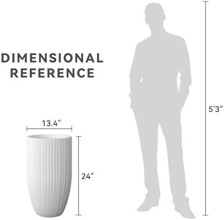 Kante Small Round Tapered White Concrete Planter 24" Tall, Outdoor - Image 7