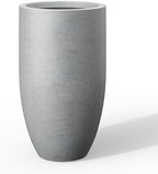 Kante Large Round Tapered Pale Gray Concrete Planter 24" Tall, Outdoor by Unknown