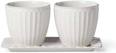 Lenox 896914 French Perle Scallop 3-Piece Herb Pots & Tray Set by Lenox