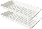 2 Pack Plastic Plant Tray Saucer Rectangular 20 21 Inch, Planter Trays Saucers Indoor Outdoor, Water Drip Tray for Flower Pot, Windowsill, 8.5 x 20.6 Inches, White by Afrine