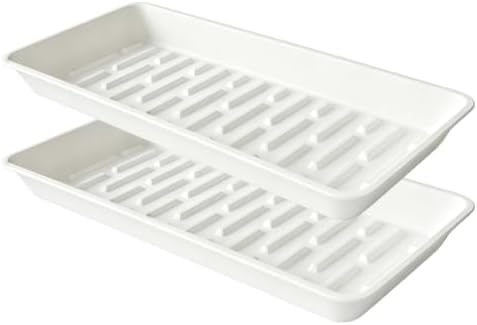 2 Pack Plastic Plant Tray Saucer Rectangular 20 21 Inch, Planter Trays Saucers Indoor Outdoor, Water Drip Tray for Flower Pot, Windowsill, 8.5 x 20.6 Inches, White by Afrine
