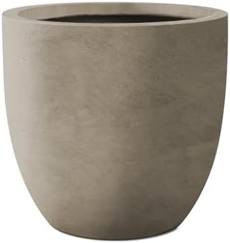 Kante Small Round Curved Weathered Concrete Planter 13.3" Dia, Outdoor by Unknown