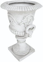 Antique MGO White Garden Urn Planter and Garden Planter Urns, Roman Design, Square Base, Elegant Style, Indoor/Outdoor Use - Image 5