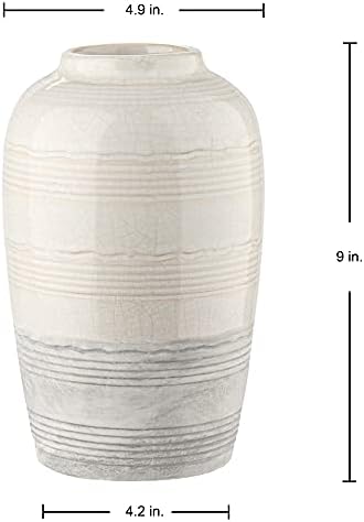 Ceramic Rustic Farmhouse Vase for Home Decor 9 inch Decorative Boho White Pottery Flower Vase for Centerpiece Living Room Bedroom Kitchen Bathroom Dining Table Mantel Shelf Decor - Image 6