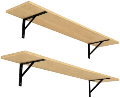 DINZI LVJ Long Wall Shelves, 47.3Inch Wooden Floating Shelves with Brackets by DINZILVJ