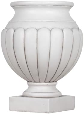 Merax 23.03" H Classical Scalloped Pedestal Urn Planter Weather-Resistant MGO Outdoor Flower Pot for Garden Patio and Front Porch Entrance,Antique White - Image 4