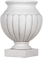 Merax 23.03" H Classical Scalloped Pedestal Urn Planter Weather-Resistant MGO Outdoor Flower Pot for Garden Patio and Front Porch Entrance,Antique White - Image 4