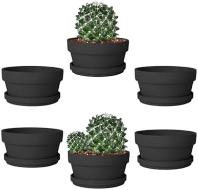 vensovo 5.7 Inch Black Terracotta Succulent Pots with Saucers, 6 Pack by vensovo