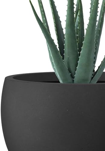 Kante Large Round Bowl Black Concrete Planter 18" Dia, Outdoor - Image 7