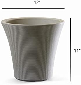 Garden Elements Indoor/Outdoor Resin Pamploma Round Planter, Sand 12" - Image 3