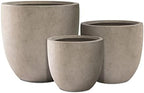 Kante Set of 3 Weathered Concrete Curved Planters 20" 16.5" 13.3" Dia by Unknown