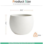 Heyzier Ball Concrete Planter Outdoor Indoor, Large Tall Cement Plant Pots for Trees Flowers (White, 20 inch) - Image 2