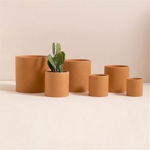 Planter Cylindrical Flower Pot Terra Cotta, with Drainage Holes Tabletop Planter Container, for Indoor Outdoor Bedroom Study Room Garden Balcony (3 Sizes) Garden(Large) - Image 4