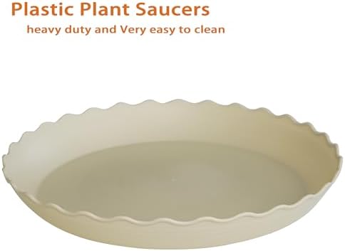 2 Pack Plant Saucer 18 inch, Heavy Duty Plastic Plant Saucers, Durable Plant Tray for Pots, Flower Saucers for Indoors, Plant Pot Saucers, Trays for Planter (Beige) - Image 4
