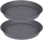 2 Pack of 20 21 inch Plant Saucer Round, Deep Plant Saucers for Pots, Heavy Duty Plastic Plant Drip Tray for Indoors Outdoor, Bird Bath Bowls, Plant Trays for Planter 19-22" (21 inch, Cement) by Bleuhome