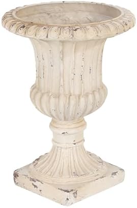 Christopher Knight Home Danny Patio Planter, Light Concrete Planter, Mid-Century Modern Urn, Floral Statue Design, Large Garden Pot, Flower Urn with Drainage Hole for Backyard Home, Antique White - Image 5