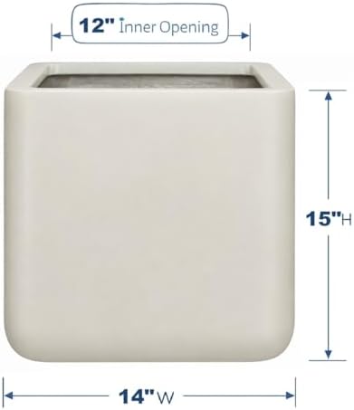 KUTE NEST 14" Premium Cubo Fiberstone Outdoor Planter - Ethereal Mood - Image 2