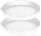 2 Pack of 17 inch Plant Saucer, 2.3" Depth Tray, Large Deep Garden Plastic Flower Planter Plant Trays for Indoors Outdoor Bath Bath (17", Creamy White) by Bleuhome
