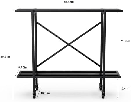 Zhongma 2 Tier Window Height Metal Plant Stand with wheels easy assembly - Image 3