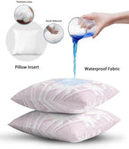 Throw Pillows 18x18 Set of 2, Tropical Palm Tree Waterproof Outdoor Pillow Covers with Insert, Vintage Lavender Exotic Botanical Plants Decorative Pillowcase Cushion for Patio, Garden, Couch - Image 6