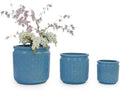3pcs Blue Geometric Pattern Ceramic Planter, 9/12/15 Inch Plant Pots Indoor with Drainage, Breathable Clay for Orchids Succulents, Indoor Outdoor Windowsill Bookshelf Decor by Unknown