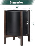 D'vine Dev Plastic Pot with Walnut Wood Stand, Black, 16 in, 55-C-X-2 - Image 3