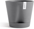 Ecopots Venice 2 Round Flower Planter with Water Reservoir, Grey, 8" by ECOPOTS