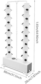 Vertical Hydroponic Growing System Kit with 56 Planting Holes, 30L Large Water Tank, Automatic Water Pump & Timer, Indoor Outdoor Garden with 4 Wheels for Herbs Vegetables Lettuce Strawberries, White - Image 2