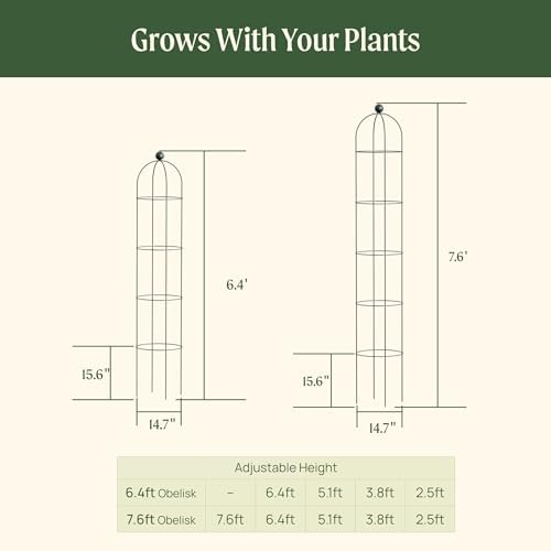 Vego Garden 6.4 ft Round Obelisk Garden Trellis, Metal Rustproof Plant Support Rose Trellis, Tower Potted Cages for Flowers Fruits Vegetable Vines Indoor & Outdoor - Image 3