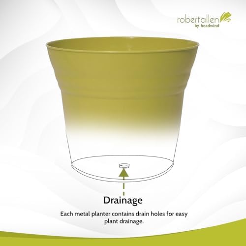 Headwind Traverse Planters – 14" 2 Pack Plastic Plant Pot in Meadow Green - Indoor & Outdoor Pots for Plants with Drainage - Decorative Plant Pot, Flower Pots Outdoor for Garden by Robert Allen - Image 6