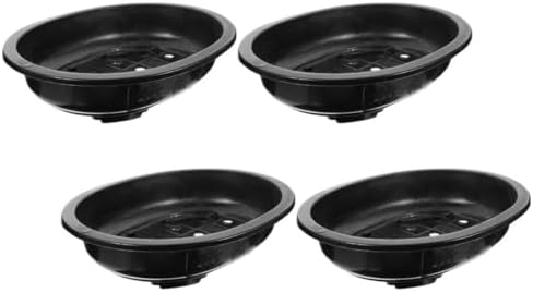 4pcs Oval Plastic Flower Pot with Drainage Holes, Black PP Planter by Unknown