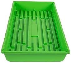 SUNPACK 10" x 20" Mega Plastic Seed Starting Tray, Green, 2.5" - No Drainage Holes, Ideal for Greenhouses or Indoor Gardening - Made of Thick, Strong Plastic by SUNPACK