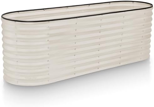 Plant & Plot Galvanized Raised Garden Beds Outdoor // 6×2×2 ft Planter Raised Beds for Gardening, Vegetables, Flowers // Large Metal Garden Box (White) // Patented Tool-Free Design by PlantPlot