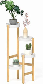 Wisuce Bamboo Plant Stand Indoor, 4 Tier Tall Corner Plant Shelf Table by Wisuce