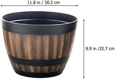 Yardwe Plant Pots Artificial Plants Bucket Planter Whiskey Barrels Bucket Rustic Flower Planter Boxes Container for Indoor Home Decoration Small Plants Plant Pots Artificial Plants - Image 3