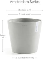 Ecopots Amsterdam Round Flower Planter, White Grey, 12" - Image 2