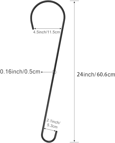 6 Packs 24 Inch Long S Hooks for Hanging Plants,Extra Large S Hooks,Metal Bird Feeder Hooks, Rustproof Garden Planter Hanger for Tree Branch, Basket, Lanterns, Wind Chimes, Outdoor Use - Image 2