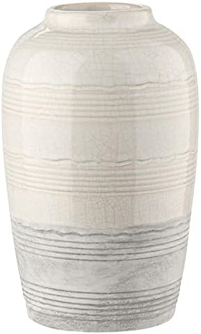 Ceramic Rustic Farmhouse Vase for Home Decor 9 inch Decorative Boho White Pottery Flower Vase for Centerpiece Living Room Bedroom Kitchen Bathroom Dining Table Mantel Shelf Decor by Oairse