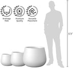 Kante Modern Home Minimalist 12.6" Dia Snow White Concrete Curved Planter - Image 7