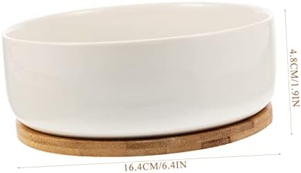 Milisten Ceramic Succulent Pot with Bamboo Tray Set Indoor Garden Planter 1-Piece Multi-Functional Flowerpot for Succulents Bonsai - Image 6