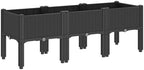 Gecheer Elevated Garden Planter Box with Legs, 47x16x17 Inch Black Raised Planter for Outdoor Patio, Durable PP Plastic Flower Pot with Rattan Look, Large Vegetable Herb Planter for Deck Yard Terrace - Image 5