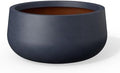 Kante Modern Home Minimalist 16" Dia Charcoal Concrete Bowl Planter by Unknown