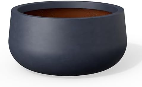 Kante Charcoal Concrete Planter 11" Dia All-Weather Round Small Pot by Unknown