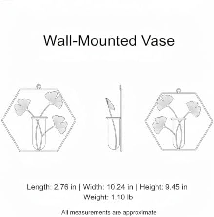 Gold Iron Wall-Mounted Vase, Geometric Metal Flower Holder for Home and Office Vertical Decor - Image 7